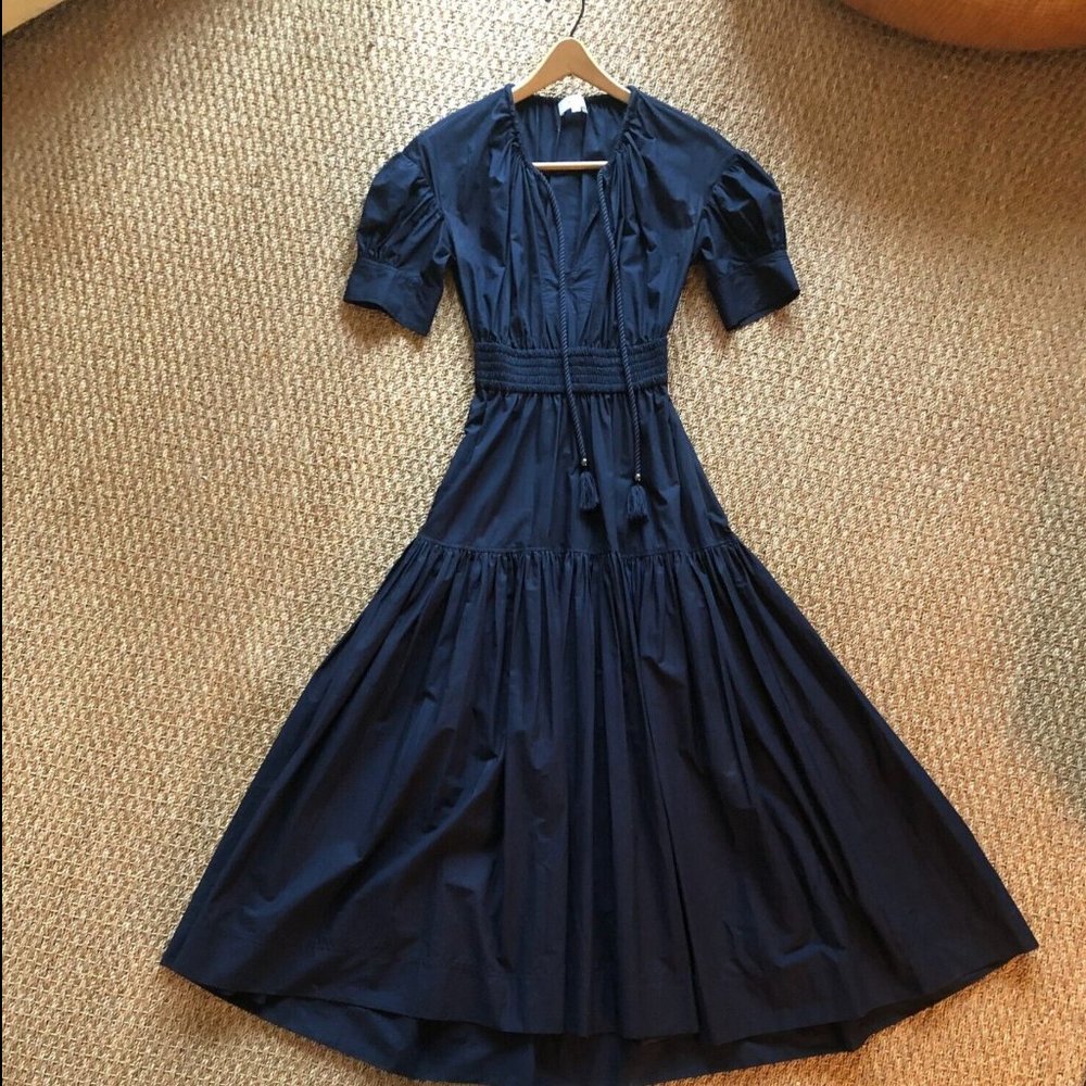 ALC Becca Dress Sze 2  Tiered Skirt Smocked waist w/ back cut-out, puff sleeves